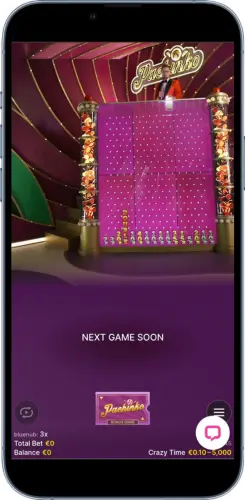 Pachinko bonus board in Crazy Time waiting for next game