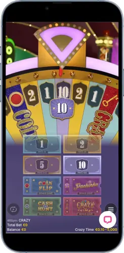 Risultato Crazy Time con puntata evidenziata sul numero 10
